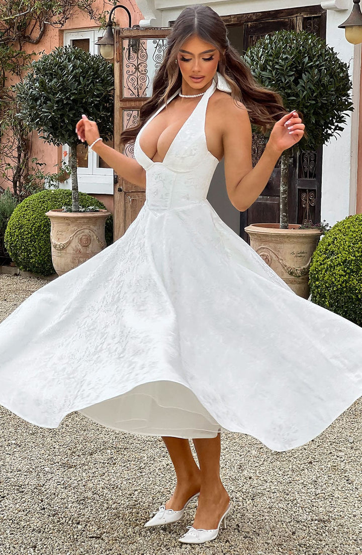 Damen Hochzeitsgast Halter Midi Kleid