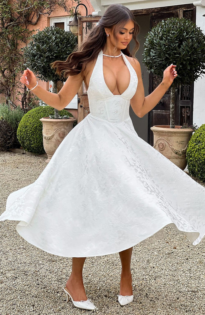 Damen Hochzeitsgast Halter Midi Kleid