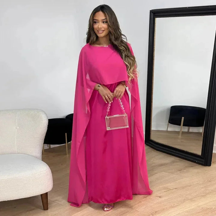 Maxikleid mit Cape für Hochzeitsgäste