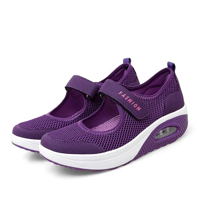 Damen Sneaker mit Plattform und Klettverschluss