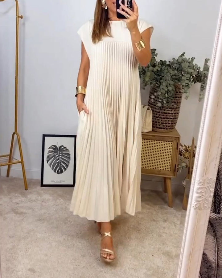 Fern | Damen Fließendes Plissee Maxikleid Cocktail