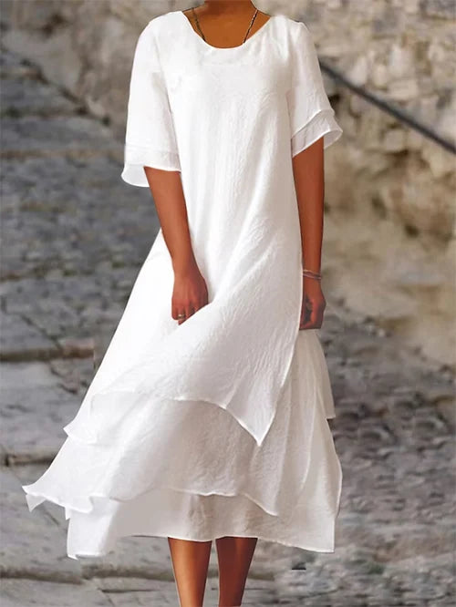 Sophie - Damen Kleid aus doppellagiger Baumwoll-Leinen-Mischung
