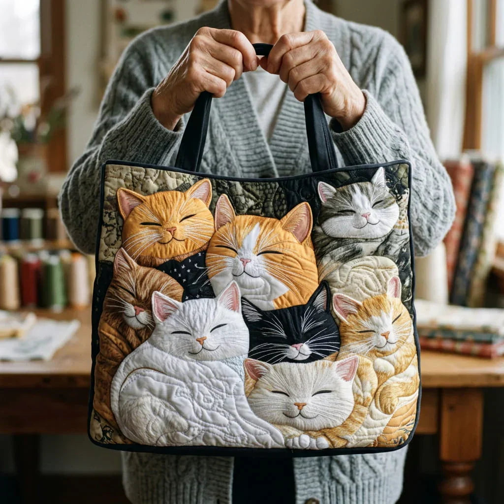 Gesteppte Tote Bag mit Motiv Schlafende Kätzchen von Maria Zürich