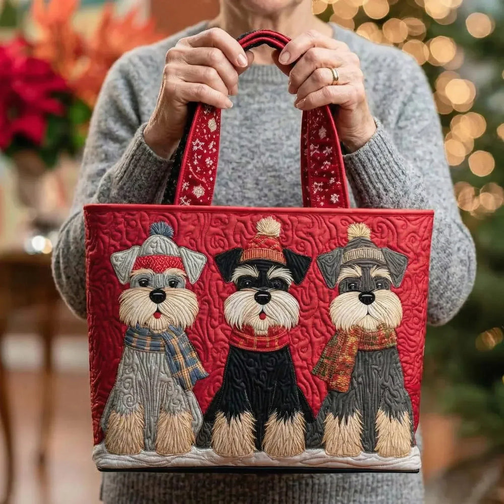 Gesteppte Tote Bag mit Motiv Schnauzer-Trio von Maria Zürich