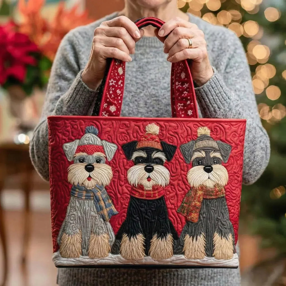 Gesteppte Tote Bag mit Motiv Schnauzer-Trio von Maria Zürich