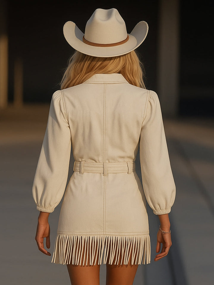 Lara - Damen Mini-Kleid mit Fransen und Western-Inspiration
