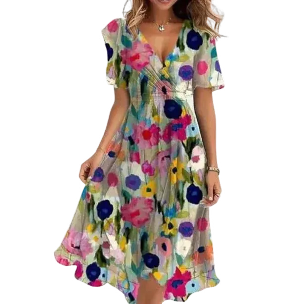 Johanna - Damen Kleid mit V-Ausschnitt
