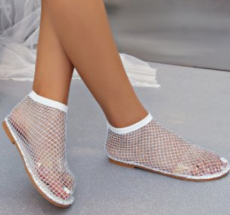 Damen Knöchelhohe Mesh Sandale mit Strass