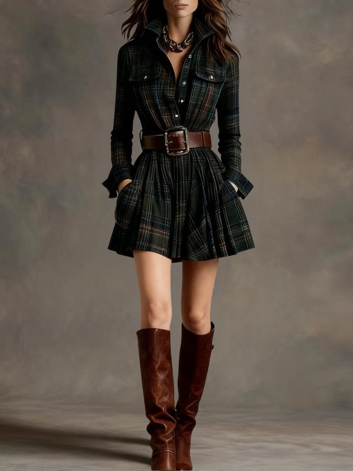 Vera - Damen Minikleid mit Gürtel und Vintage-Stil