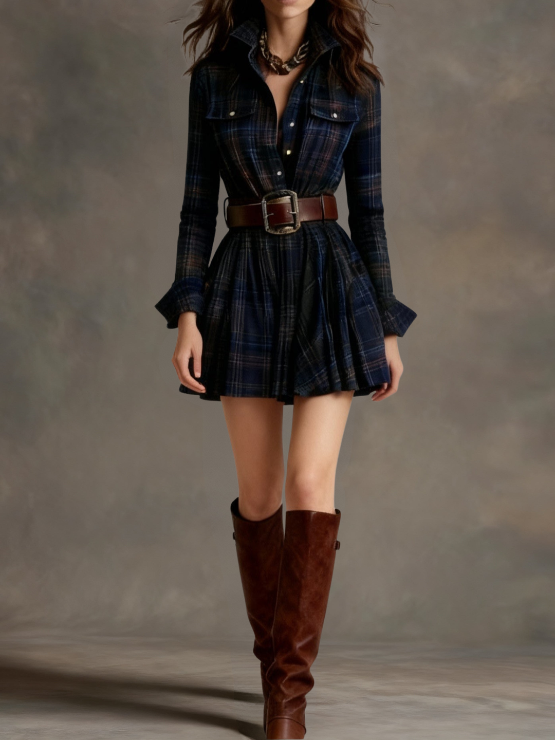 Vera - Damen Minikleid mit Gürtel und Vintage-Stil