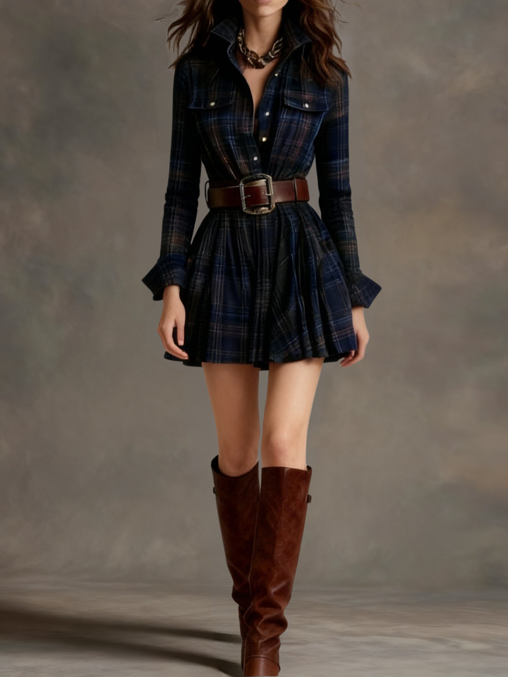Vera - Damen Minikleid mit Gürtel und Vintage-Stil