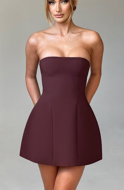Sandra - Strapless Strukturierter Korsett Mini-Kleid mit Taschen
