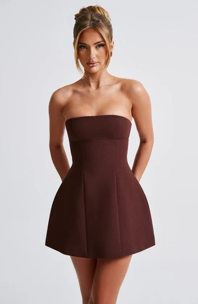 Sandra - Strapless Strukturierter Korsett Mini-Kleid mit Taschen