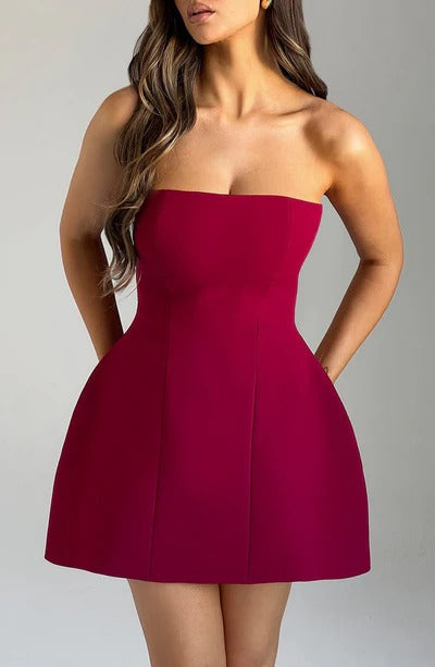 Sandra - Strapless Strukturierter Korsett Mini-Kleid mit Taschen