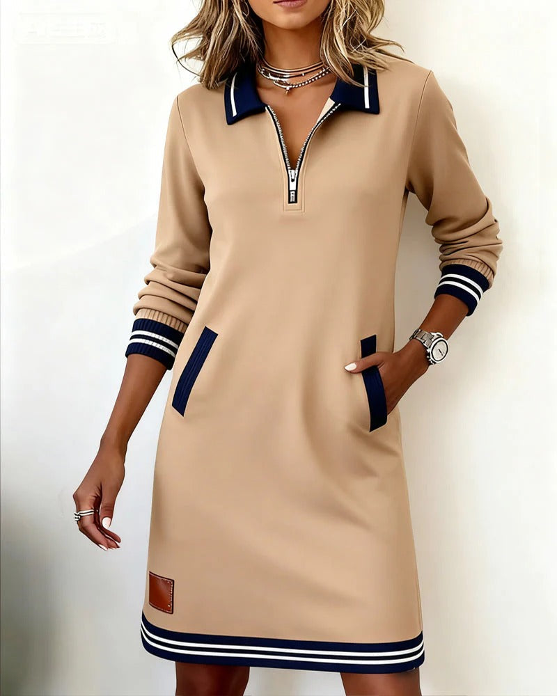 Lavy - Damen Langärmeliges Baumwollkleid