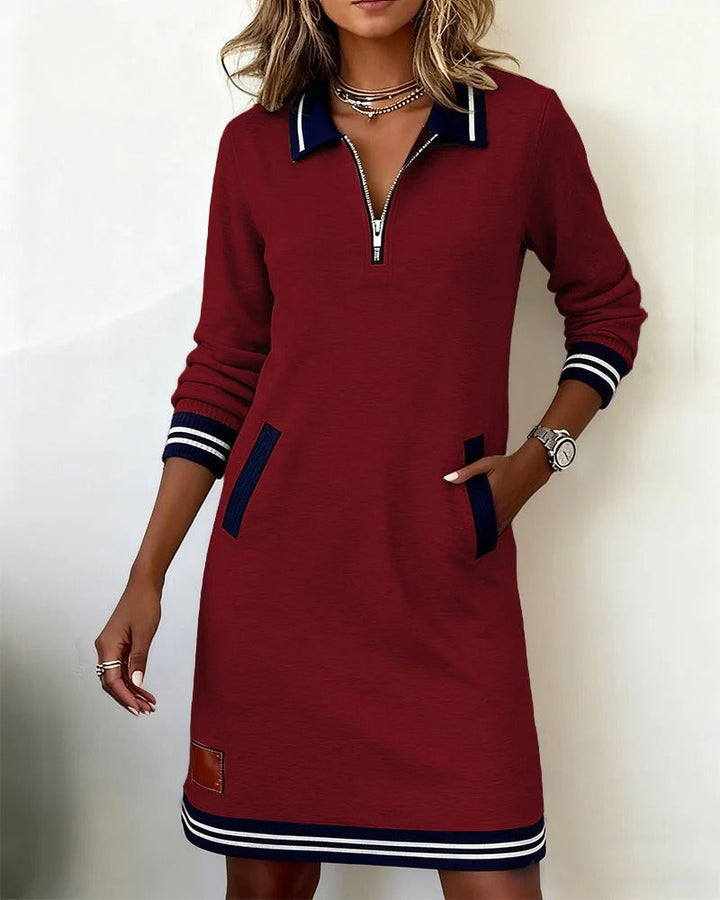 Lavy - Damen Langärmeliges Baumwollkleid