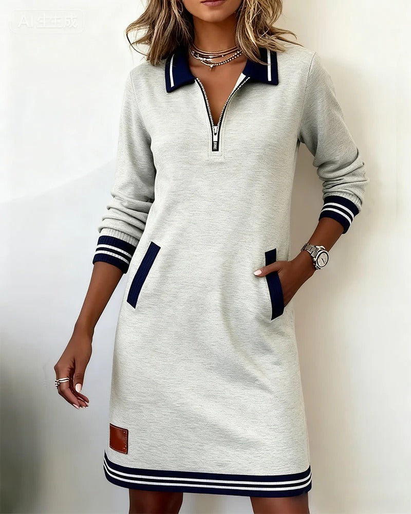 Lavy - Damen Langärmeliges Baumwollkleid