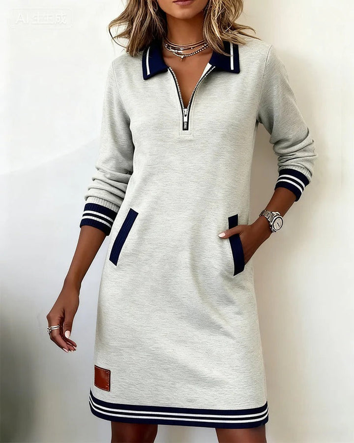 Lavy - Damen Langärmeliges Baumwollkleid