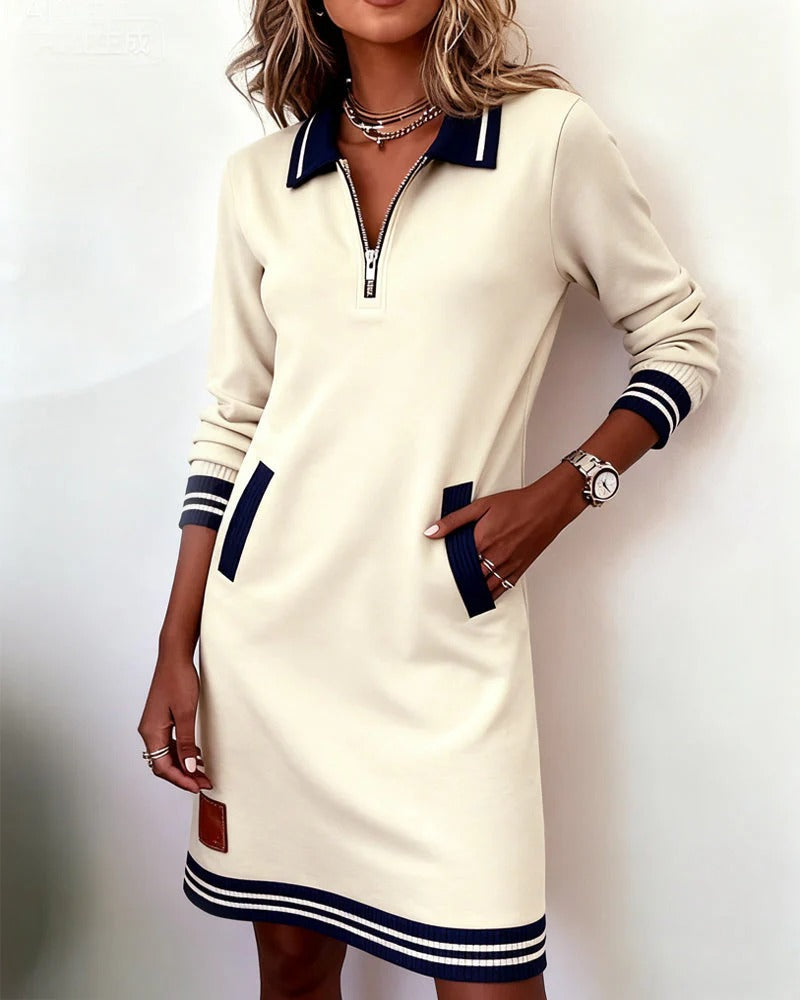 Lavy - Damen Langärmeliges Baumwollkleid