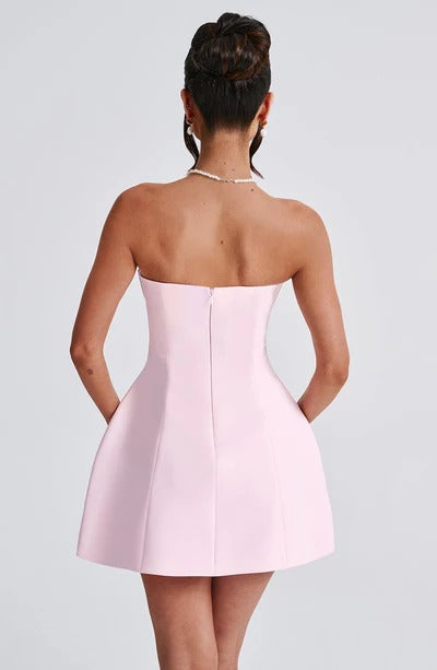 Sandra - Strapless Strukturierter Korsett Mini-Kleid mit Taschen