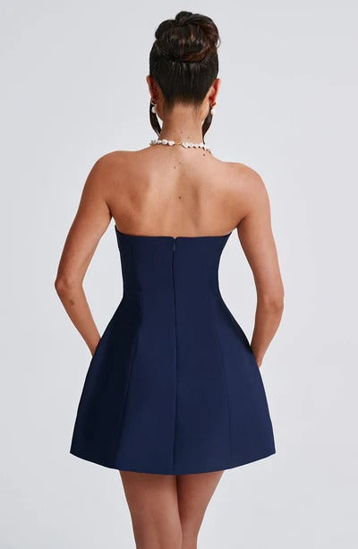 Sandra - Strapless Strukturierter Korsett Mini-Kleid mit Taschen