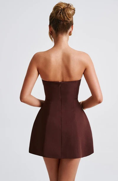 Sandra - Strapless Strukturierter Korsett Mini-Kleid mit Taschen