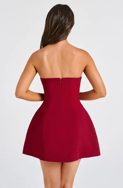 Sandra - Strapless Strukturierter Korsett Mini-Kleid mit Taschen