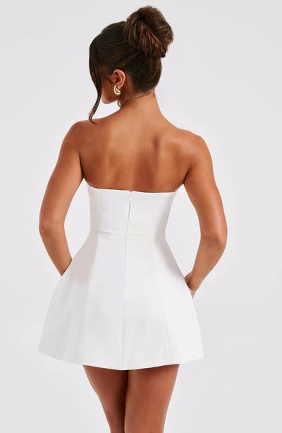 Sandra - Strapless Strukturierter Korsett Mini-Kleid mit Taschen