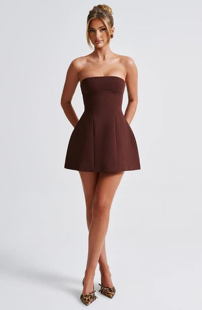 Sandra - Strapless Strukturierter Korsett Mini-Kleid mit Taschen
