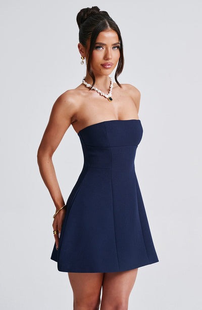Sandra - Strapless Strukturierter Korsett Mini-Kleid mit Taschen