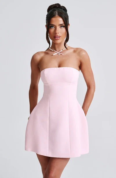 Sandra - Strapless Strukturierter Korsett Mini-Kleid mit Taschen