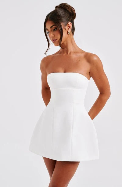 Sandra - Strapless Strukturierter Korsett Mini-Kleid mit Taschen