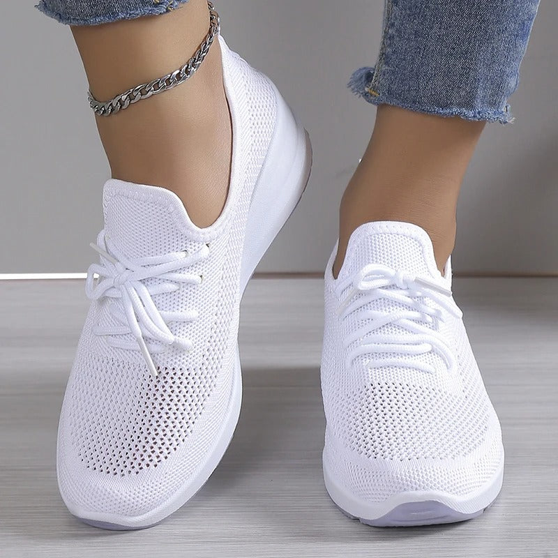 Damen Leichte Slip-On Sneaker mit Schnürsenkeln