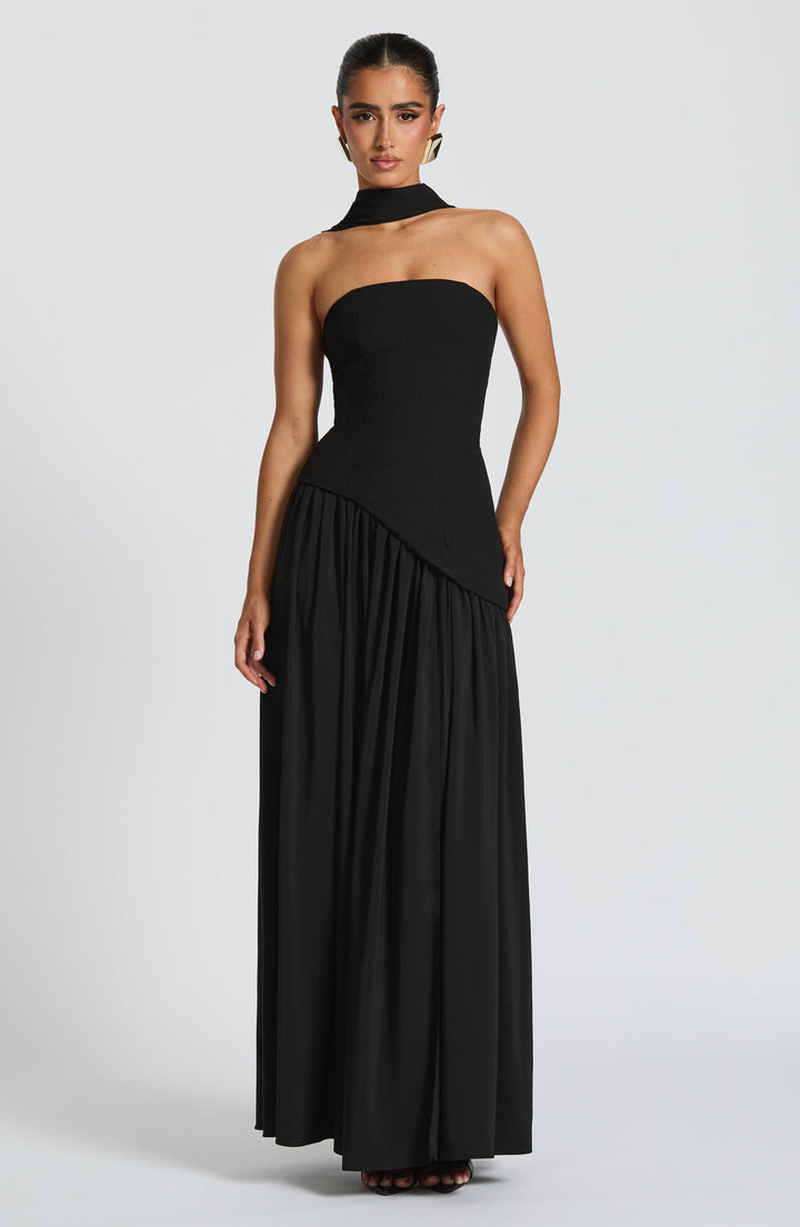 Damen Hochzeitsgast Strapless Maxikleid mit Schlitz