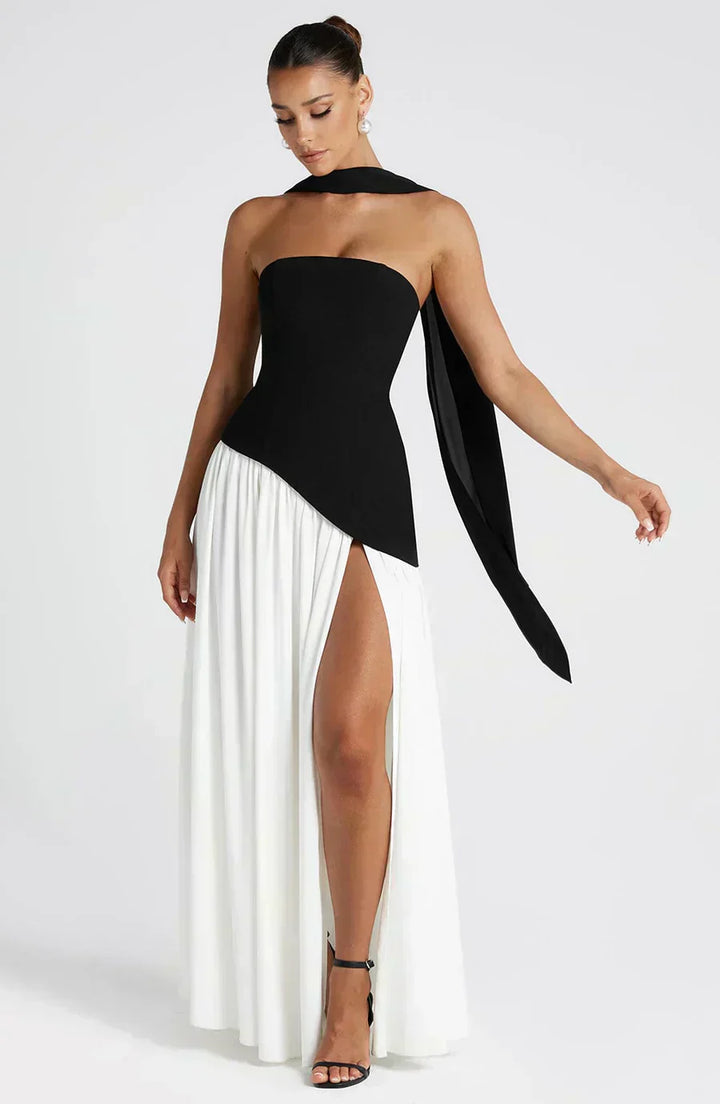 Frauen Hochzeitsgast Asymmetrisches Maxikleid