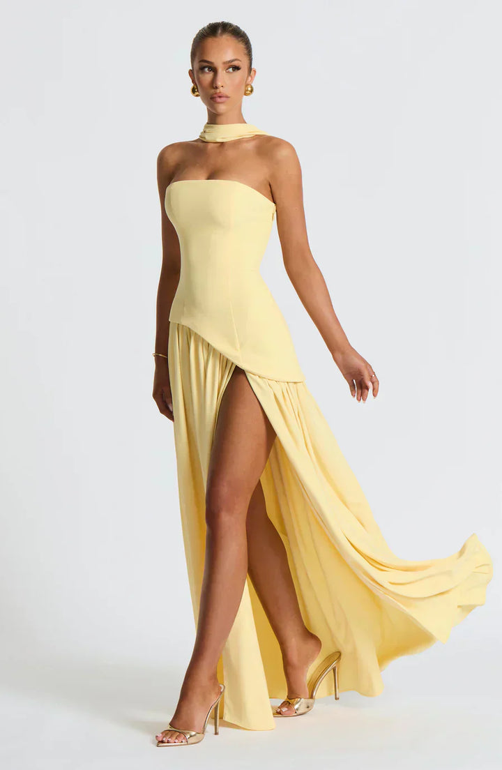 Frauen Hochzeitsgast Asymmetrisches Maxikleid