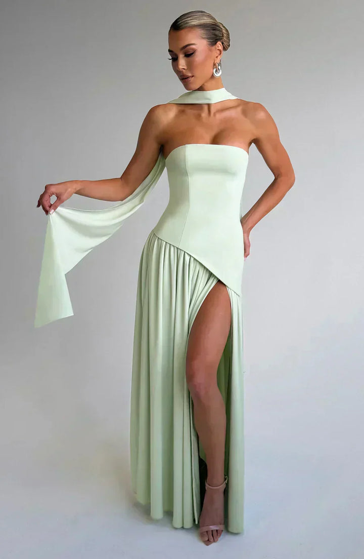 Frauen Hochzeitsgast Asymmetrisches Maxikleid