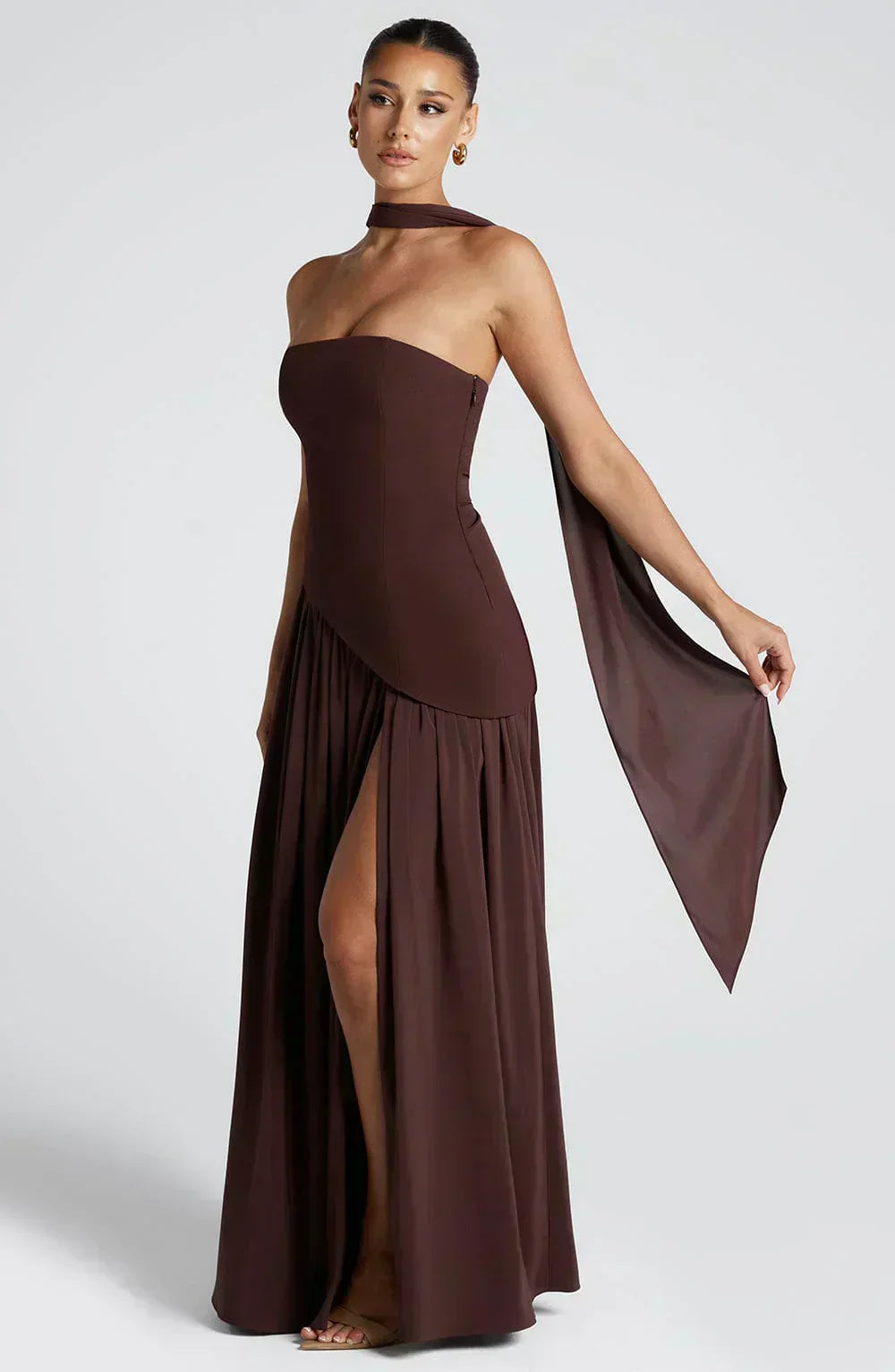 Frauen Hochzeitsgast Asymmetrisches Maxikleid