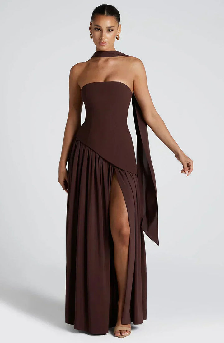Frauen Hochzeitsgast Asymmetrisches Maxikleid