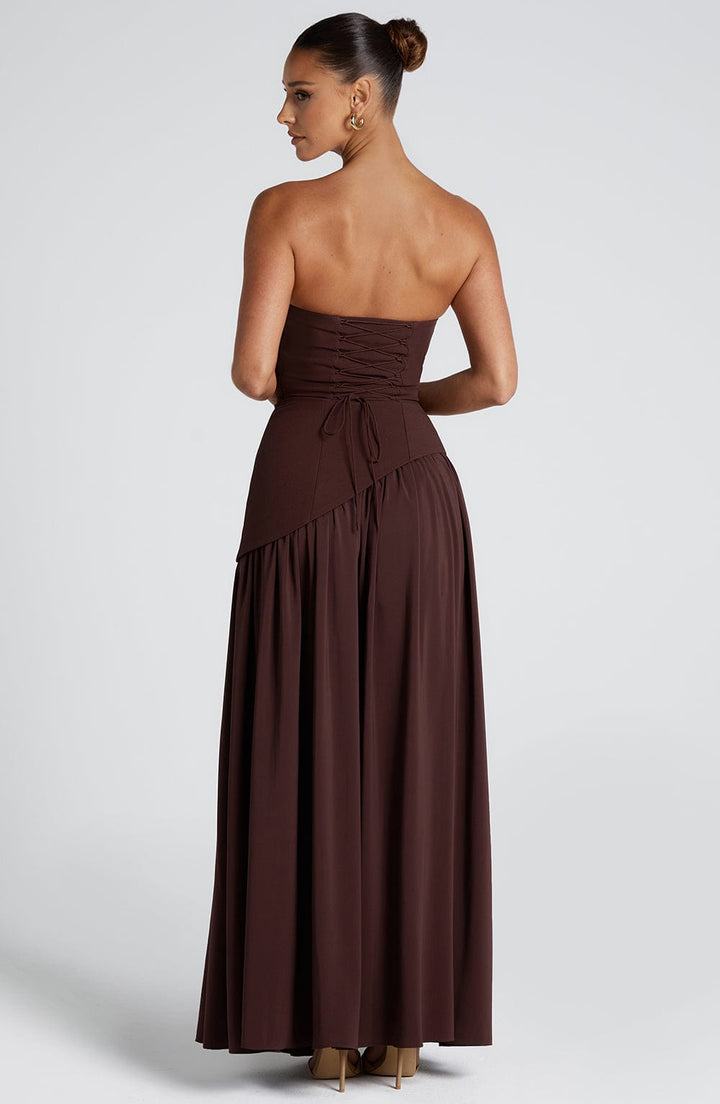 Damen Hochzeitsgast Strapless Maxikleid mit Schlitz