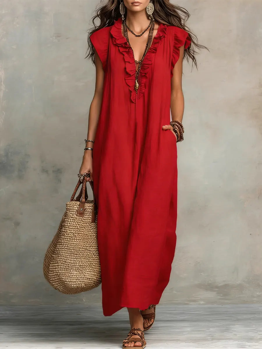 Camélia - Bohemian Bauchversteckende Maxi Kleid