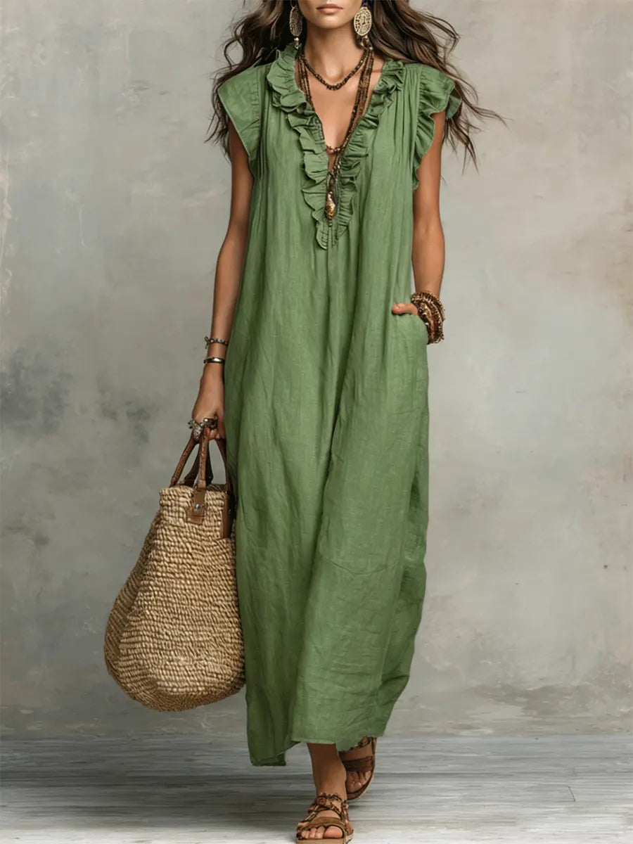 Camélia - Bohemian Bauchversteckende Maxi Kleid
