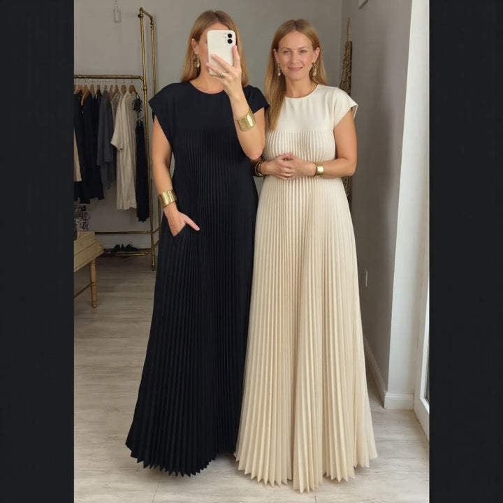 Fern | Damen Fließendes Plissee Maxikleid Cocktail