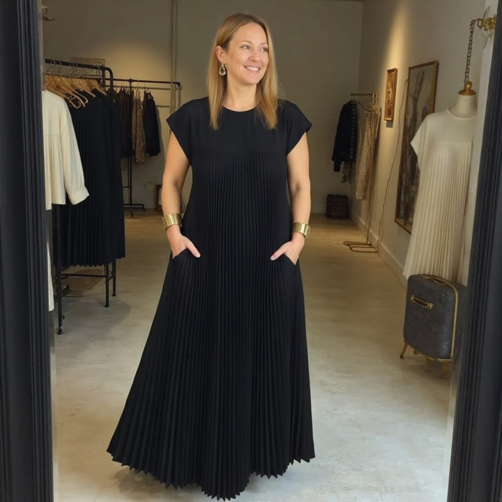 Fern | Damen Fließendes Plissee Maxikleid Cocktail