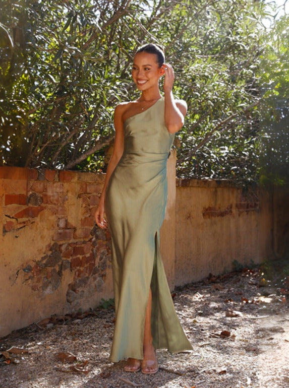 Sarah - Damen Elegantes Kleid mit asymmetrischem Schlitz