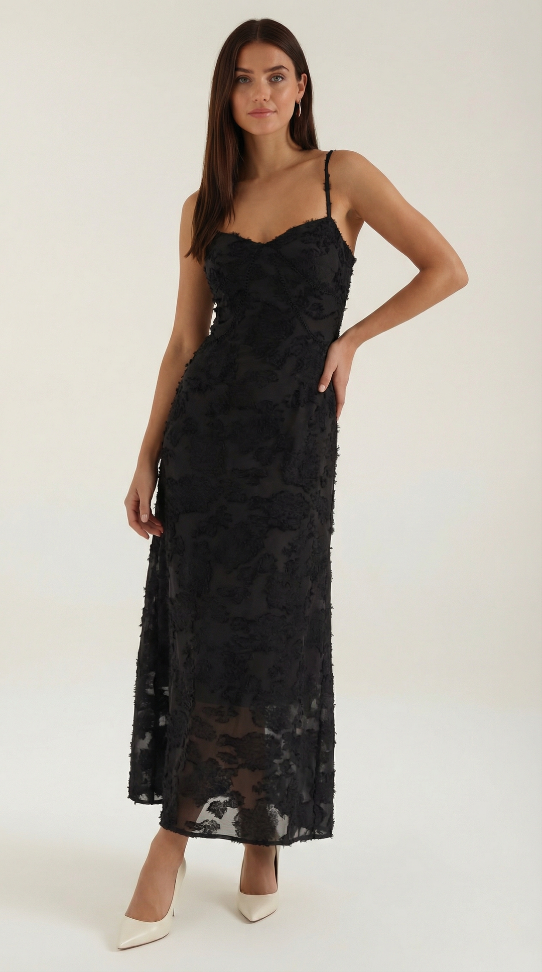 Arabelle Maxikleid mit Jacquard-Stoff