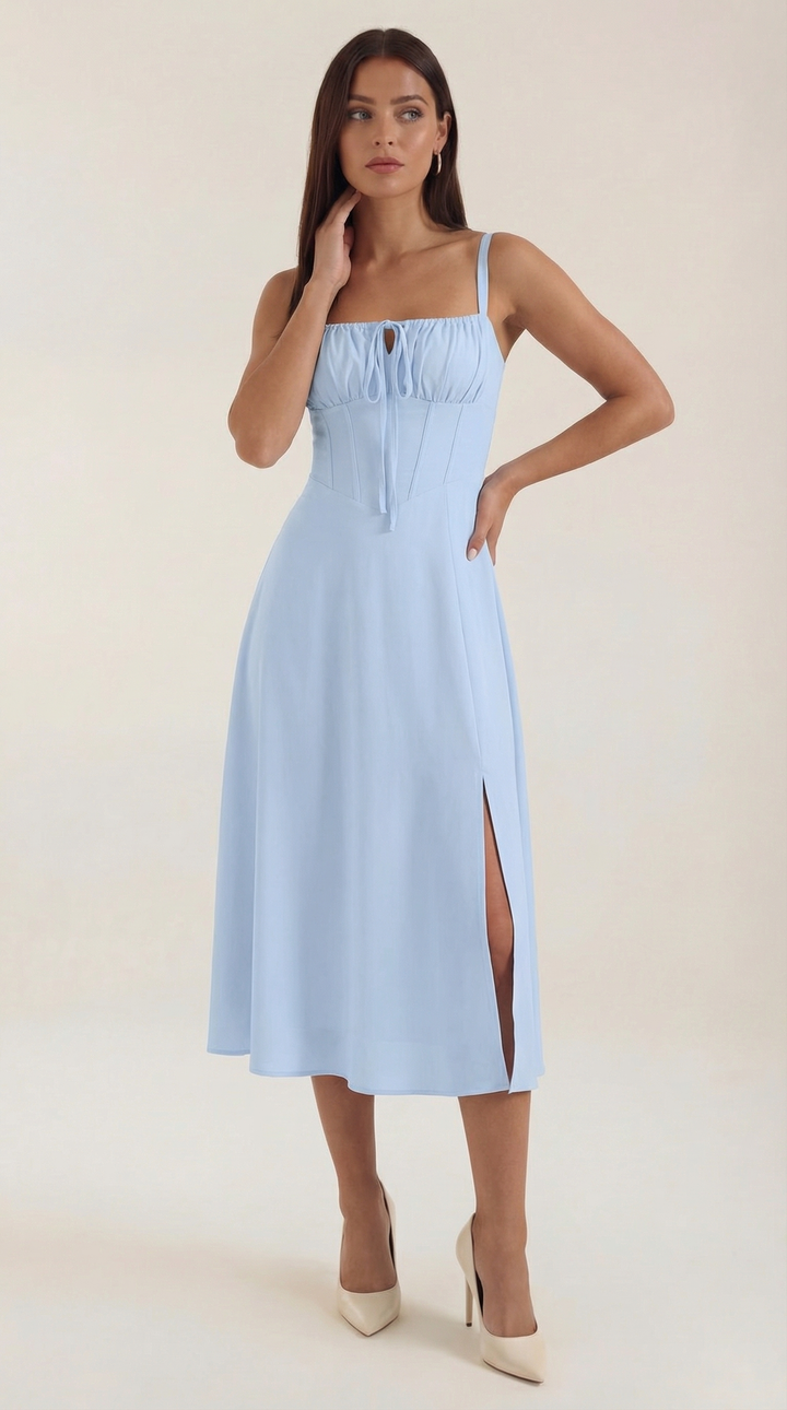 Jade Midikleid mit Schnürung