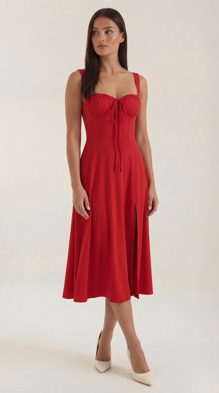 Jade Midikleid mit Schnürung
