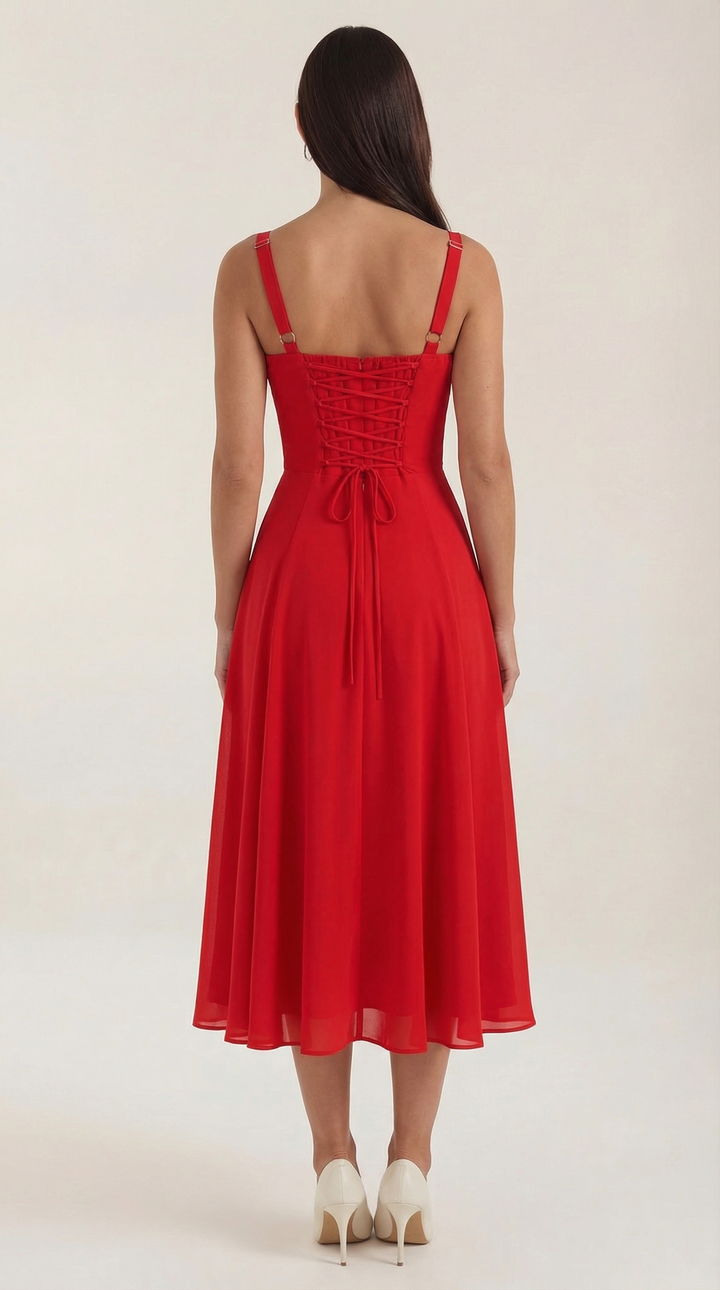 Jade Midikleid mit Schnürung