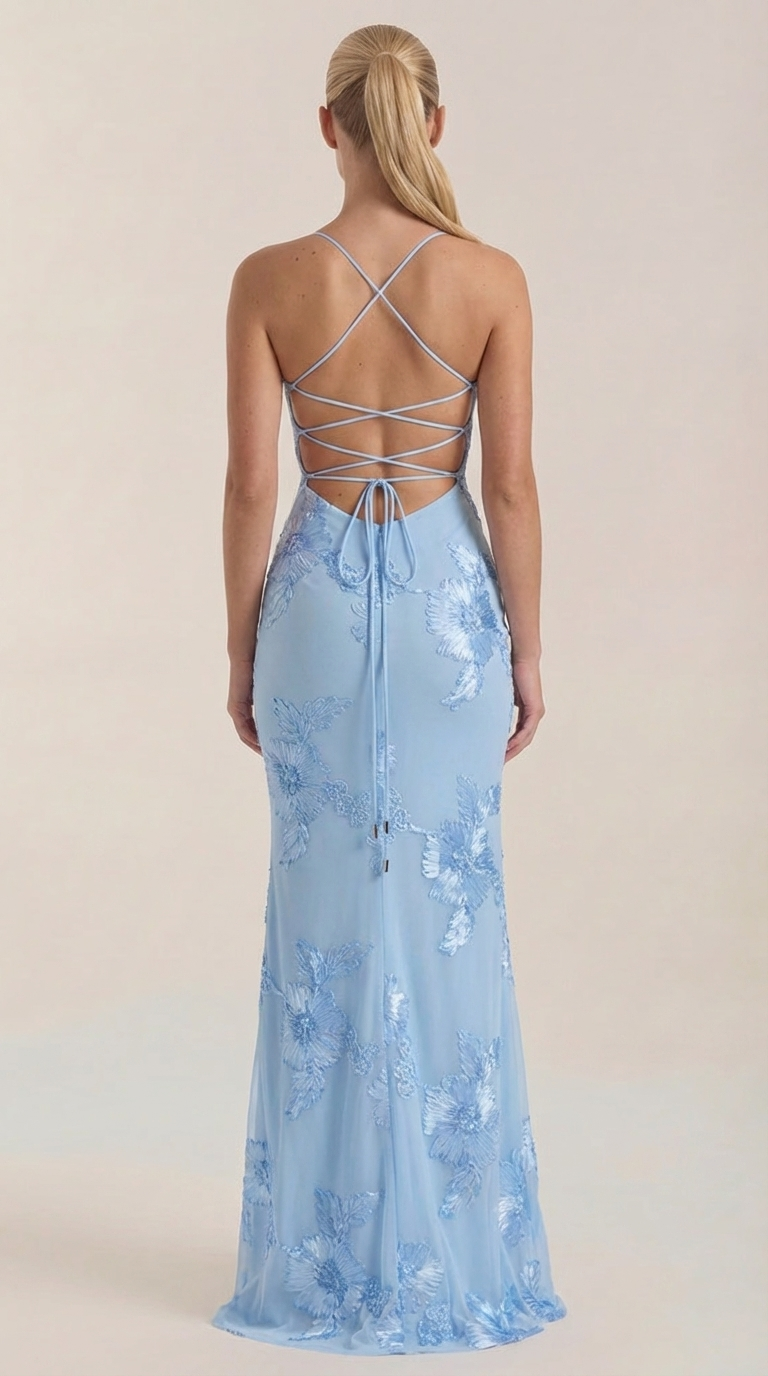Chantal Korsett Maxi-Abendkleid mit Blumenmuster